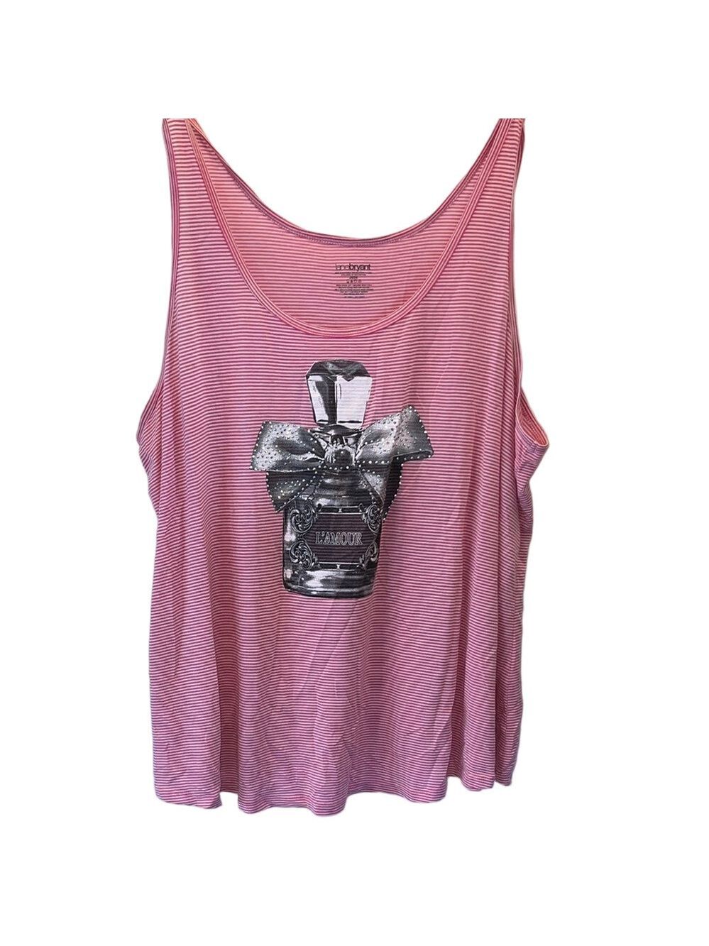 Lane Bryant Pink Striped Graphic Tank Top, Women’s Plus Size 26-28